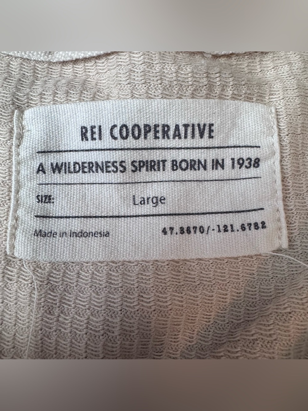 REI Co-Op Shirt Men’s Campwell Henley Waffle Size Large Beige Long Sleeve Tee - Picture 3 of 8